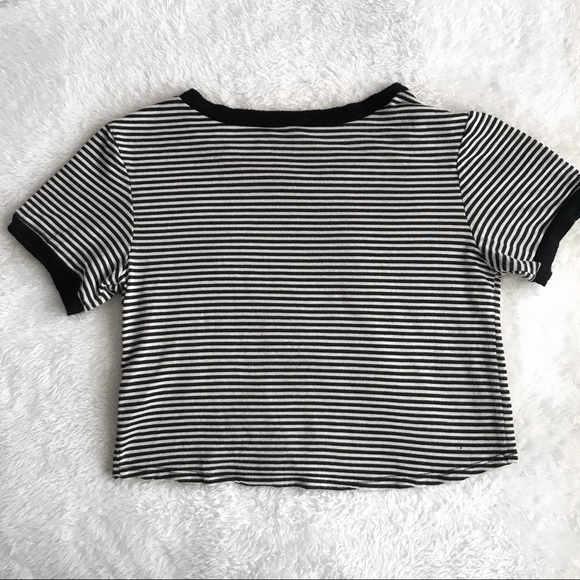 SOLD: Black Striped Cropped Tee - Picture 2 of 6